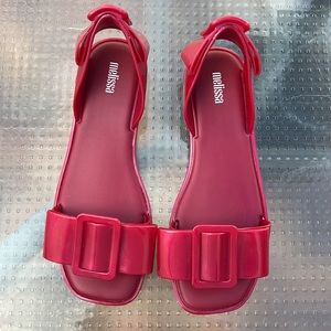Melissa “Aurora” Bow Buckle Jelly Shoes - Size 8 - Red - New - Never Worn